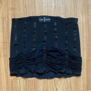 black ruffle mini skirt italian vintage